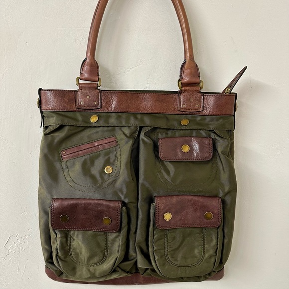 Stylish Olive Green and Brown Bag - Picture 1 of 11